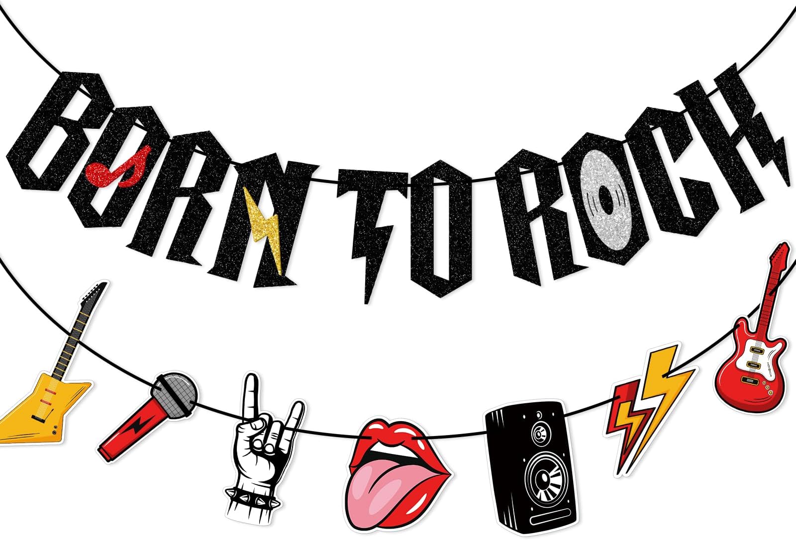 Amazon.com: INNORU Born to Rock Banner, Rock and Roll Birthday Party ...
