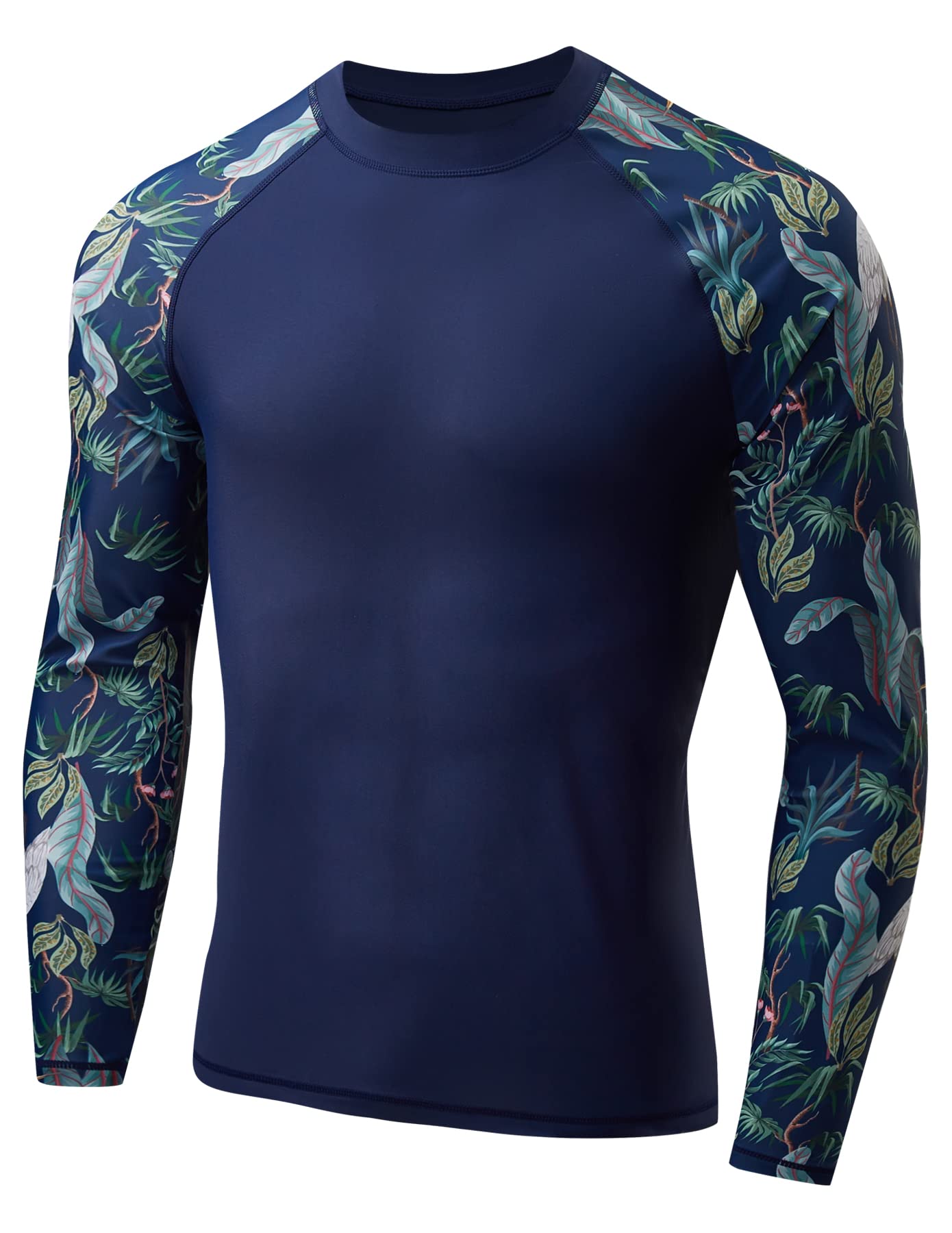 MOCOLYMen's UV Swim Shirts Long Sleeve Compression Surf T Shirt Waterproof Quick Dry Rash Guard Base Layer Tops for Swimming Surfing BJJ Jiu Jitsu Sports Gym
