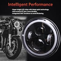 JMTBNO 7 Hüvelykes Motoros LED Fényszóró Kerek DRL Sárga Irányjelzővel Harley Jeep Kompatibilis 2