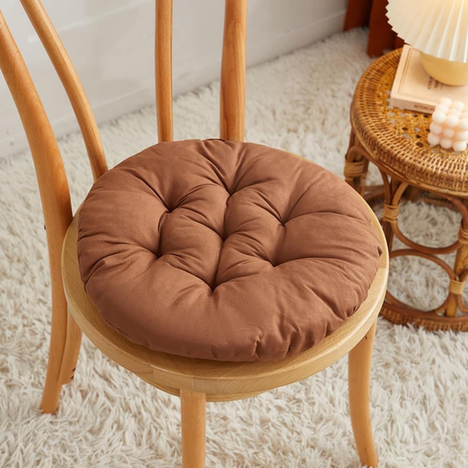Cojines Sillas Jardin Pack 4 Cojines Redondos Cojines de Asiento para Sillas de Terraza Cocina Patio Balcón Salón, 40x40cm para Decoración Interior o Exterior