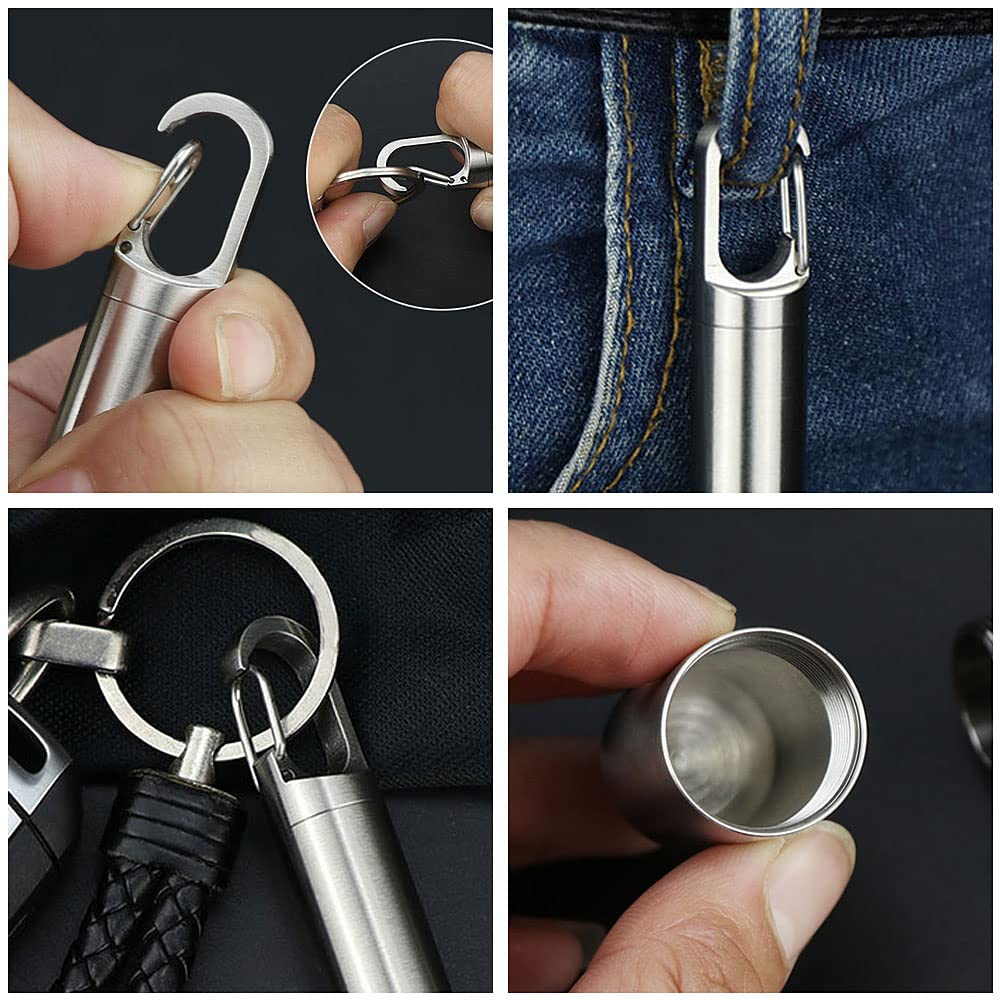 Pastillero de aleación de titanio impermeable para colgar en almacén, caja de medicina pequeña portátil al aire libre, mochila de viaje al aire libre, llavero y collar colgante