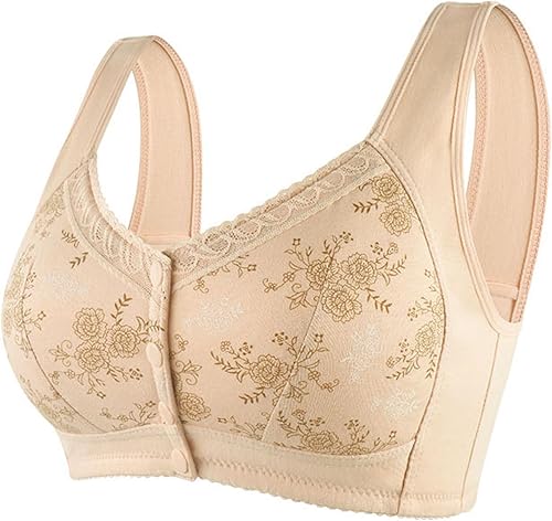 Glamorette Snap Front Bra Mujer Mayor, Glamorette - Sujetador de algodón con cierre frontal