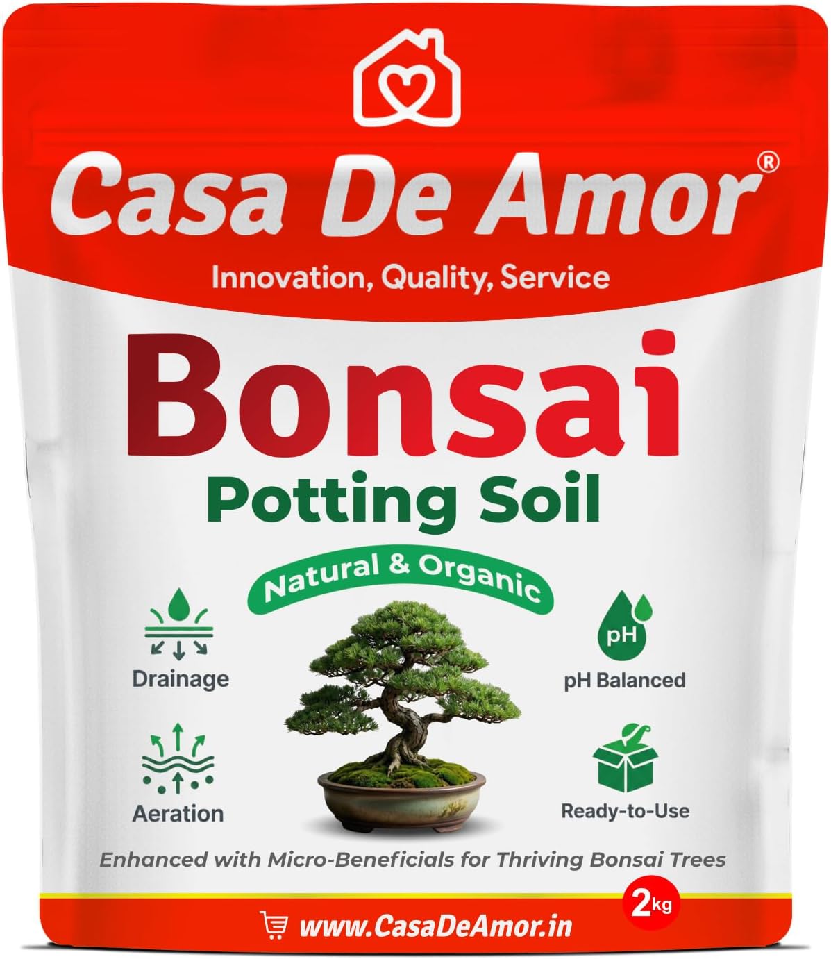 Casa De Amor Organic Bonsai Potting Soil Mix 2 kg – Ready to Use Bonsai Soil for Indoor & Outdoor Bonsai Plants | Well Draining, Nutrient Enriched Bonsai Growing Medium