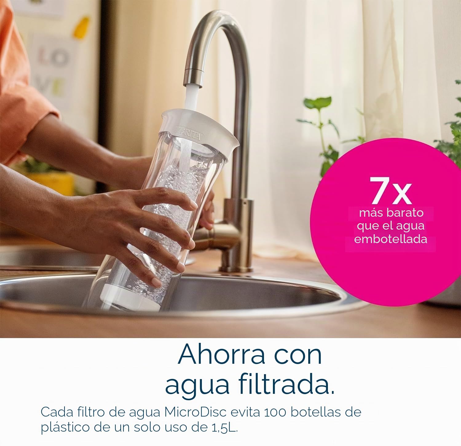 BRITA Botella filtrante blanca de grafito x6 filtros MicroDisc INCL - reducida El Cloro, Algunos PFAS, pesticidas, herbicidas y hormonas, Conserva minerales como El Calcio y el Magnesio