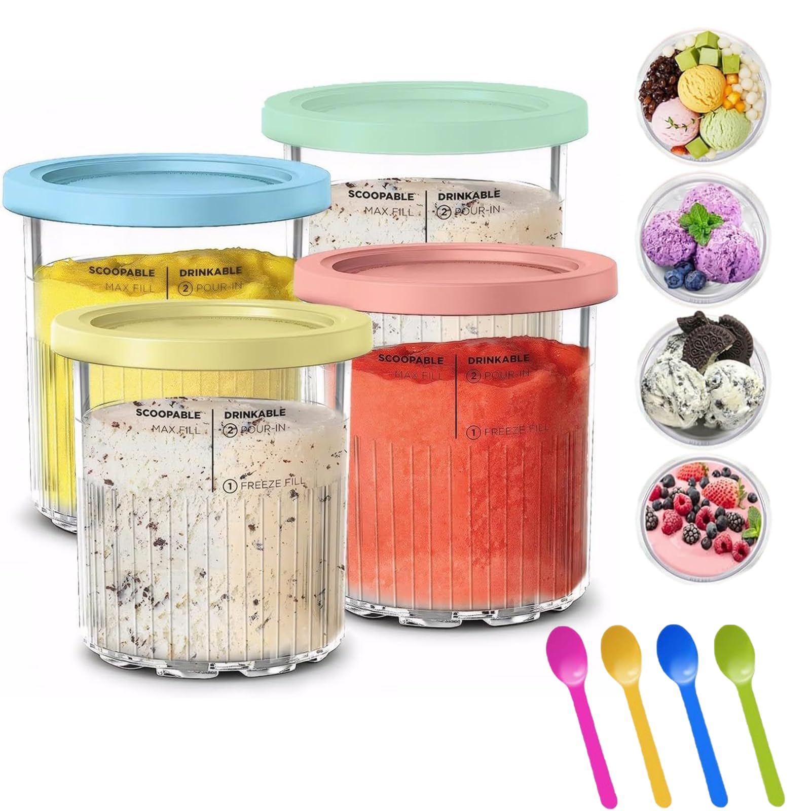 Contenitori Gelato Ninja Creami Deluxe - 4 Tazze Da 680g, Senza BPA