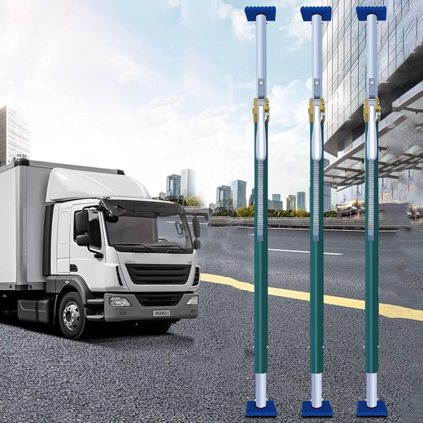 QIYFOZ Ratcheting Cargo Bar，，Retractable Cargo Bar for Trucks, Adjustable 4-8 Ft Load Lock Stabilizer with Non-Slip Pad & Spring Design, 200KG/440LBS Capacity, Perfect for Reefe