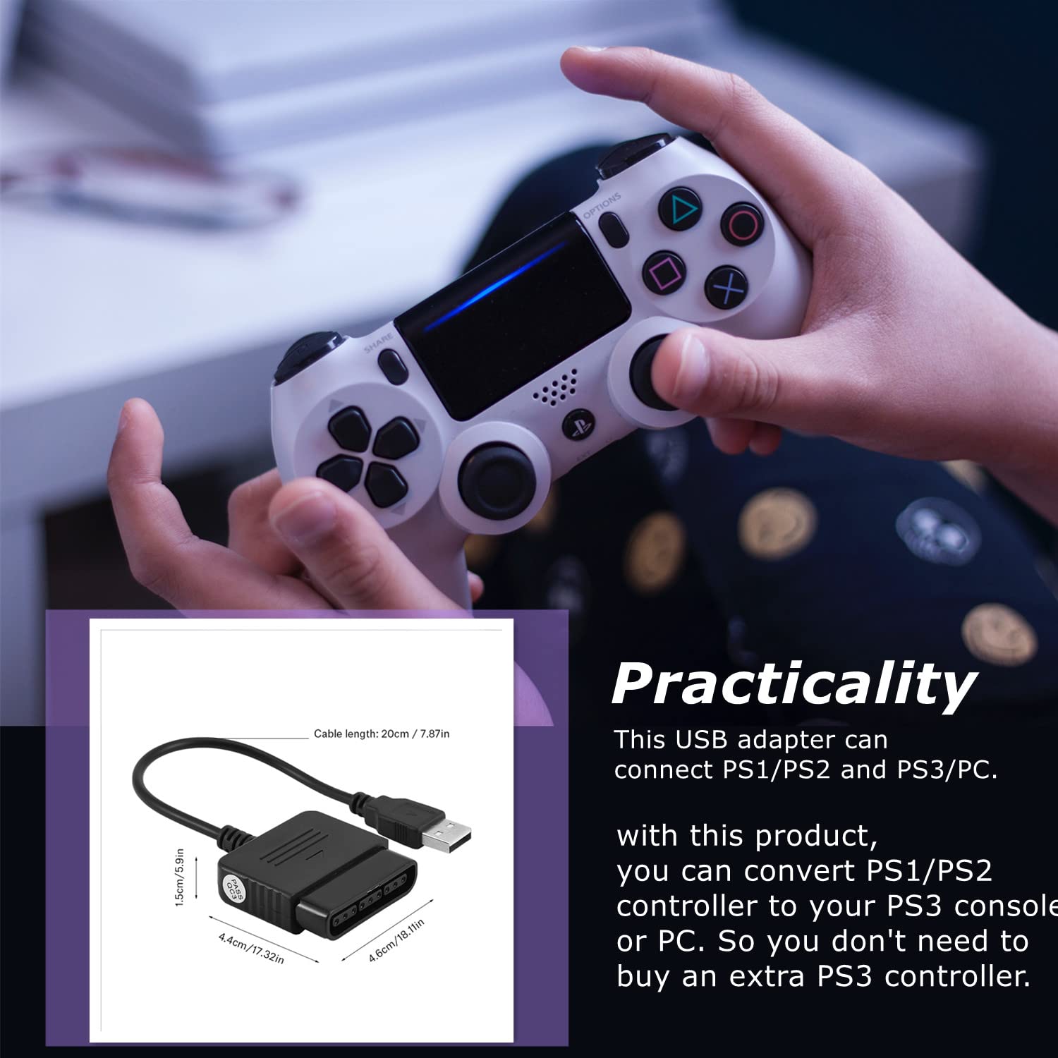 2X(Gamepad Mobile per Controller Tastiera da Gioco Convertitore per