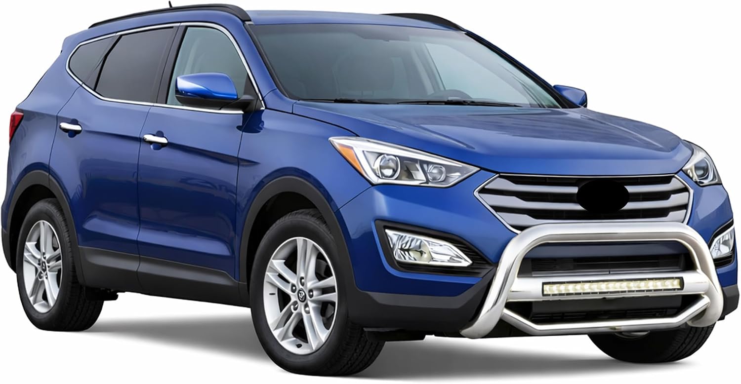 Black Horse MAX BEACON Bull Bar No Skid Plate Stainless Steel Compatible with 2013-2016 Hyundai Santa Fe|2014-2015 Kia Sorento-MAB-HYB6101S
