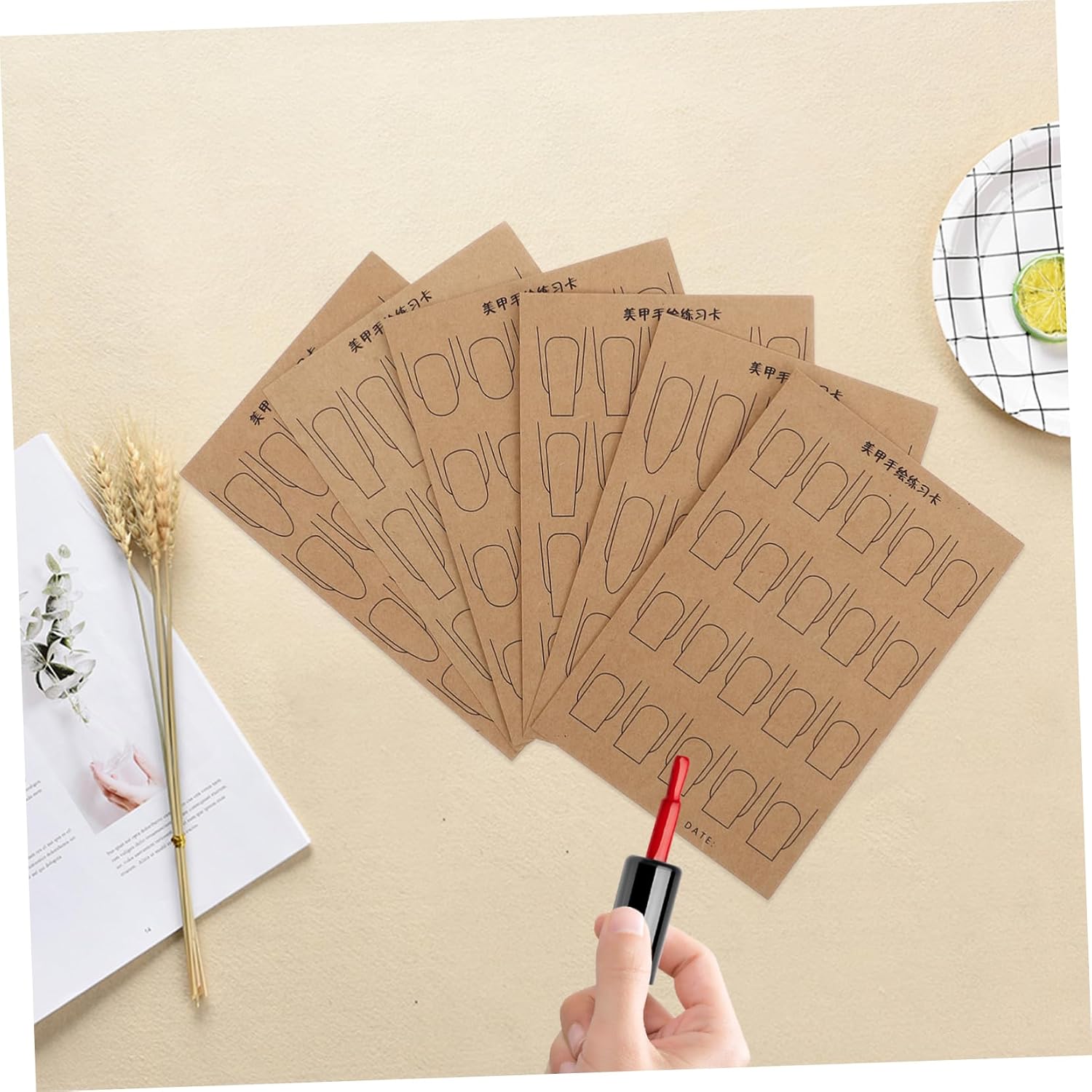 1Set Reusable Double Sided Nail Art Practice Sheets of Transparent Pet Paper for Beginners for Hand Painting Sketching and Nail Art Design Skills Development
