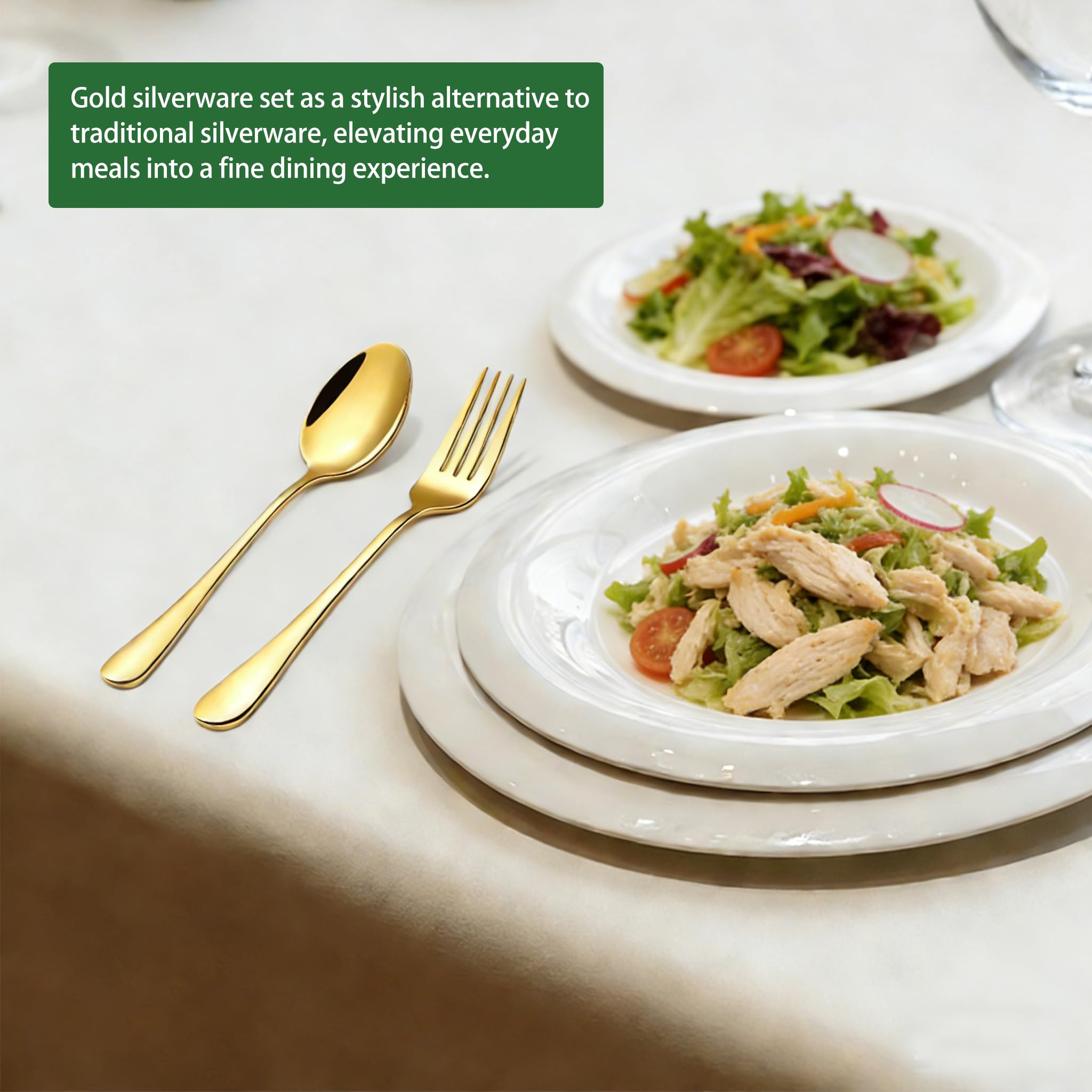 Gold forks and spoons set 24pcs stainless steel gold forks Dishwasher Safe — Amazon image 7