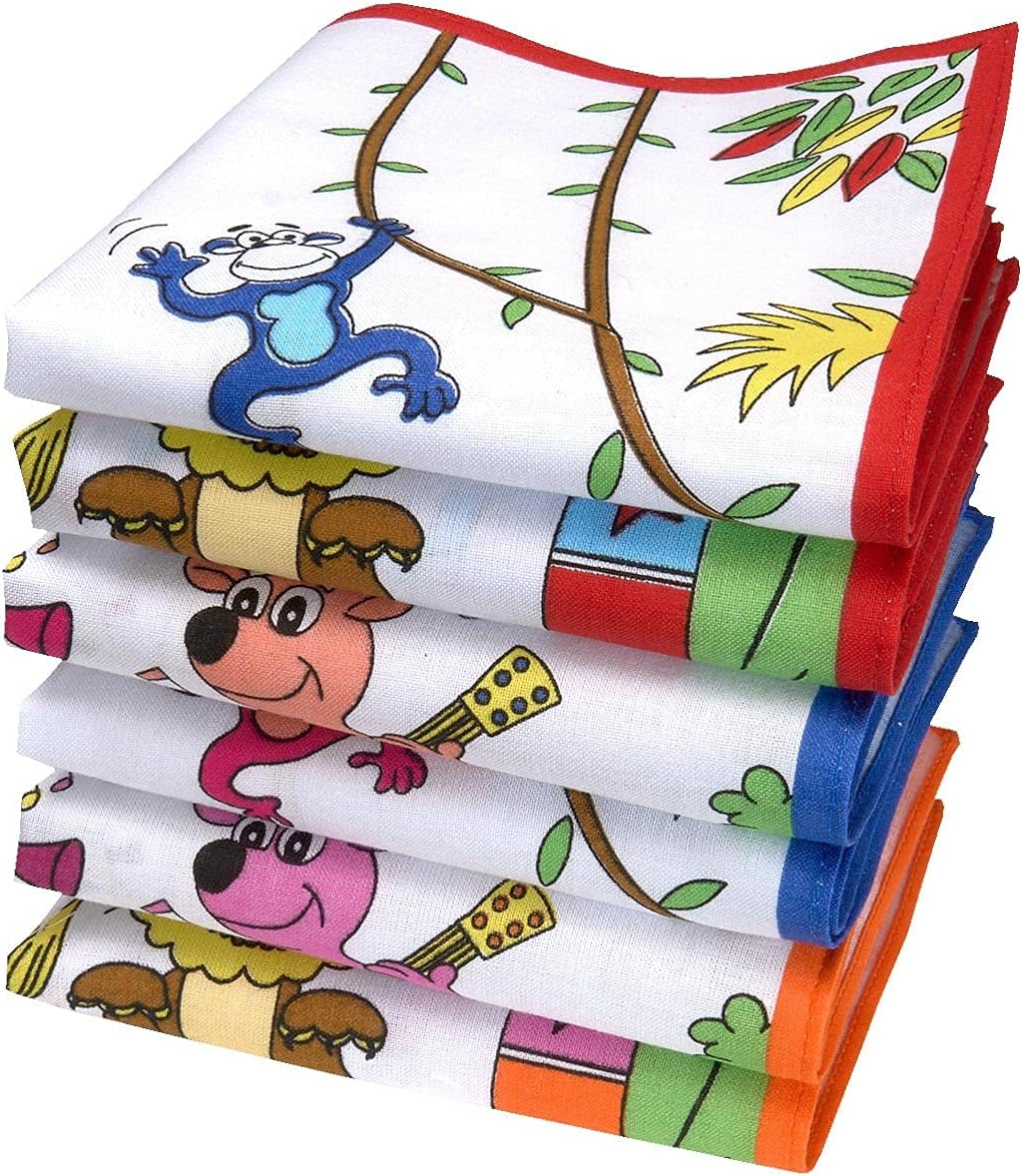 merrysquaremerrysquare - Child Handkerchiefs - 100% Coton- 10.5" Square - 6 units - BAMBINO Model
