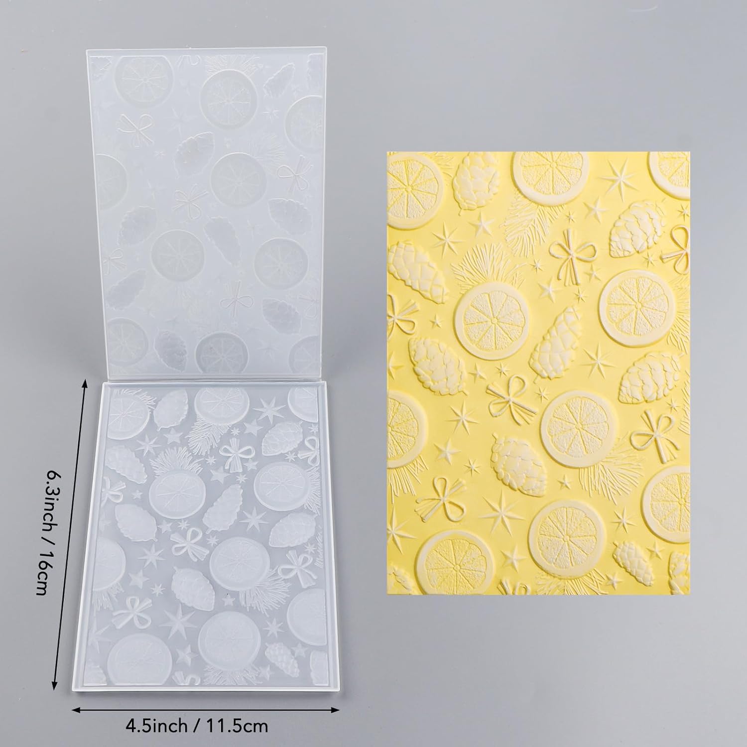 Briartw 3D Embossing Folder for Card Making Adding Textured Detail to Paper Crafting 6.3x4.5inch Clear Texture Plate Perfect for Heavyweight Cardstock (≥250gsm/92lb),Lemon Hazelnut Texture Template