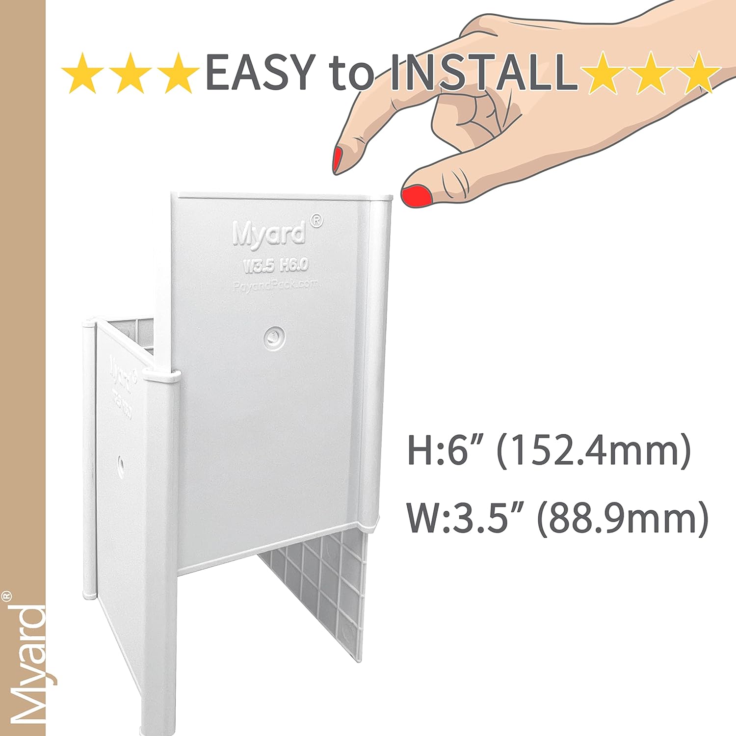 Myard PS446-W 4x4x6 Inches Post Protector with Screws, Inner Size 3.5"x3.5", Protect Mailbox, Deck & Fence Posts from Damage to Lawn Maintenance Equipment, Fit Wood & Metal Posts (4-Pack, White)