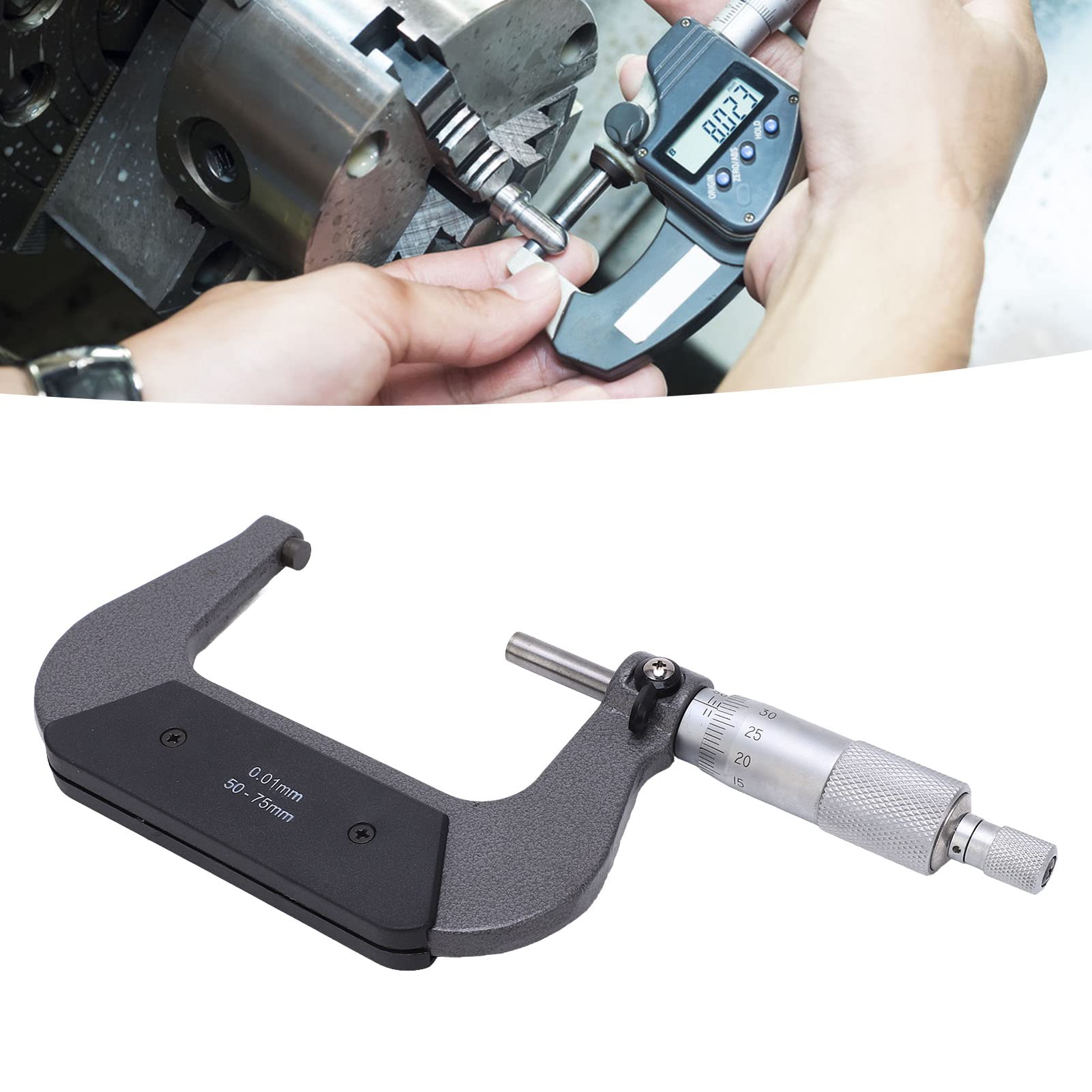 Tissting Micromètre 25-50 mm/50-75 mm/75-100 mm Précision 0.01 mm Outil de Mesure Portable - Micromètre en Alliage d'aluminium pour Mesures Précises et Répétées Idéal pour Ingénieurs et Machinistes