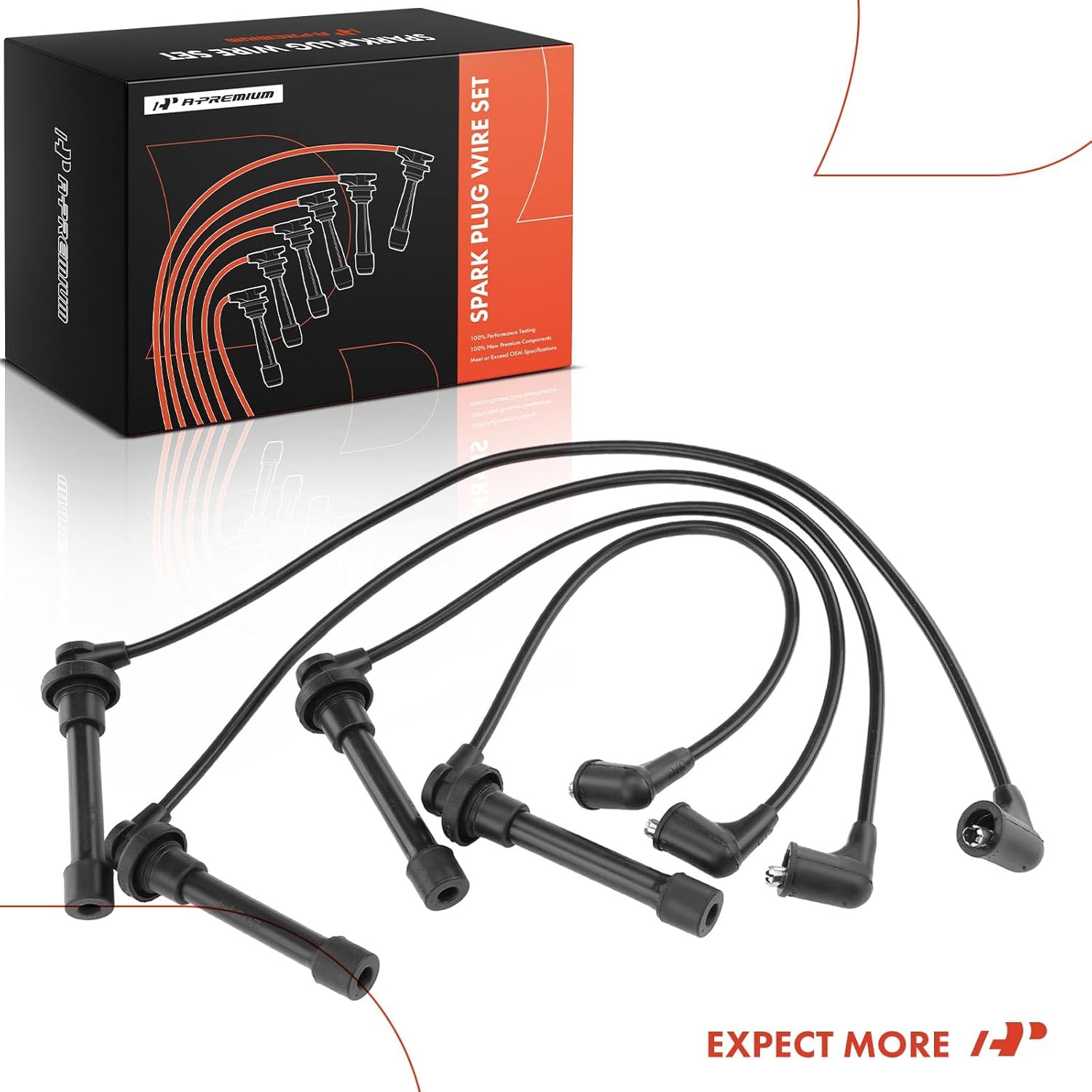 A-Premium Ignition Spark Plug Wires Set of 4 Compatible with Honda Civic 1992-2000, Civic del Sol 1993-1995 & Acura EL 1997-2000, 1.5L 1.6L Naturally Aspirated