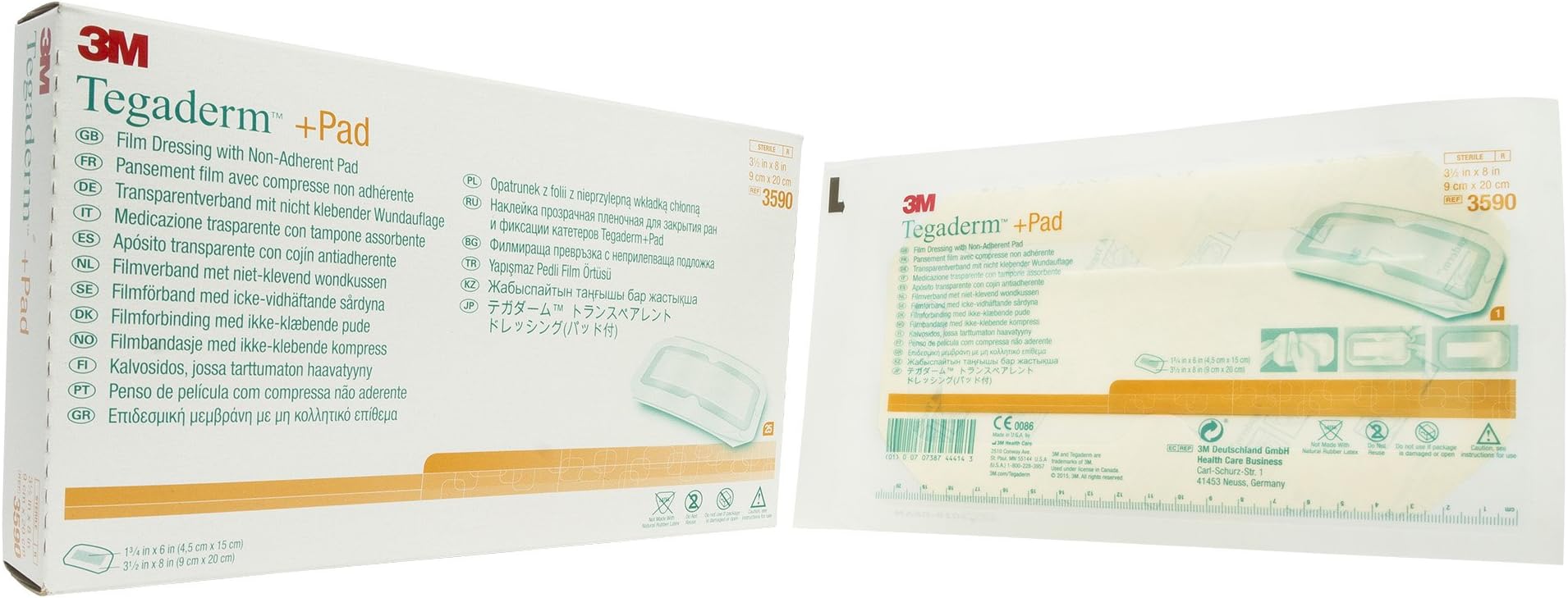 3M Dressing W/Non-Adhesive Absorbent Pad 3.5X8 - Box of 25 - Model 3590