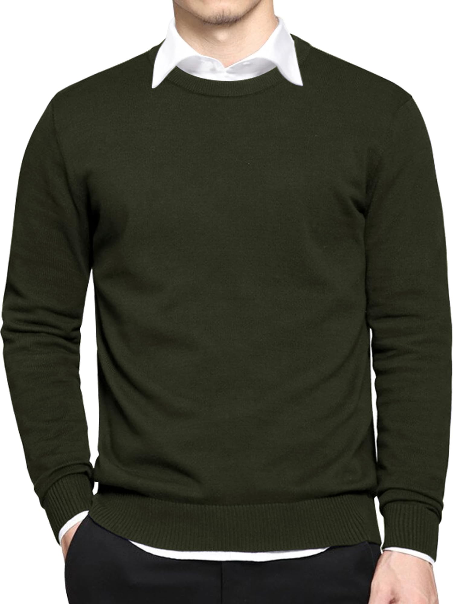 jump cuts Mens Solid Polo Neck Full Sleeve Navy and White Cotton Slim Fit T-Shirt-picture-13