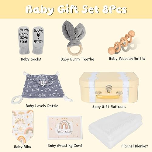 Miniatura 2 de Regalos de bebé para niño y niña, juego de regalo de bebé bohemio, juego de cosas esenciales, manta amorosa para bebé, sonajero de madera y tarjeta