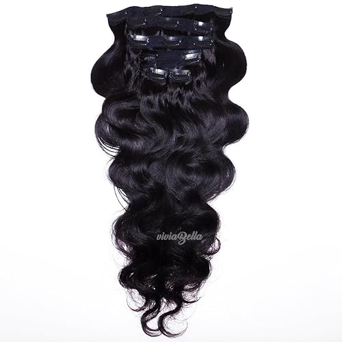 Miniatura 7 de viviaBella Extensiones de cabello humano virgen ondulado con clip, color rojo cobre, 12 pulgadas, extensiones de cabello humano brasileño con clip,