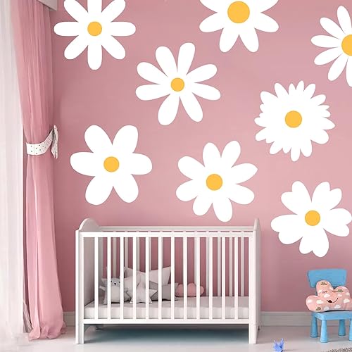 Miniatura 6 de 16 calcomanías de pared de margaritas grandes, calcomanías de margaritas blancas, calcomanías de pared con flores, lindas calcomanías de pared