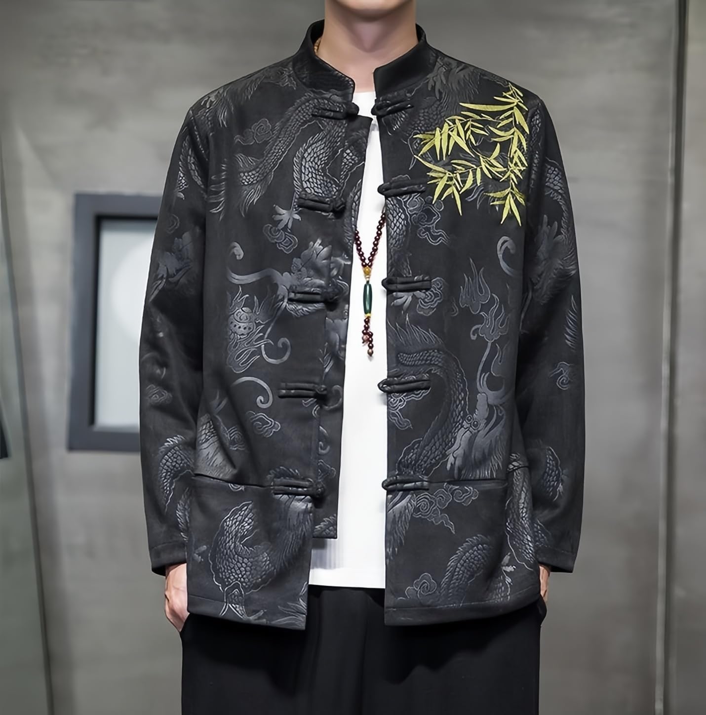 Tang Suit Men Jacket Chinese Hanfu Traditional Tang Suit for Men Kung Fu Shirt Uniform Long Sleeved Coat Tops