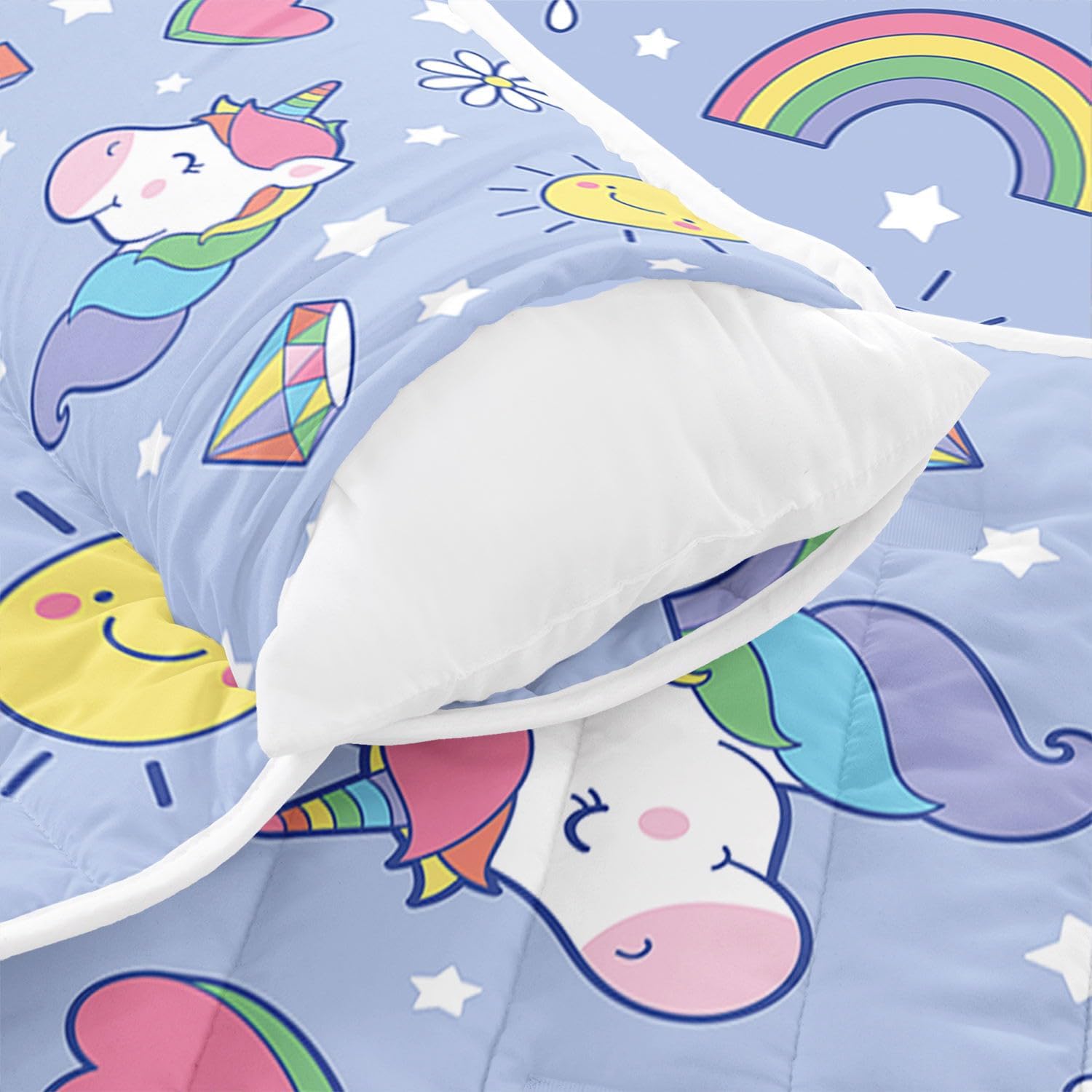 Nap Mat - Light Tie-dye Star Rainbow Unicorn Diamond Sleeping Bag with Removable Pillow- Nap Mat Set for Boys Girls