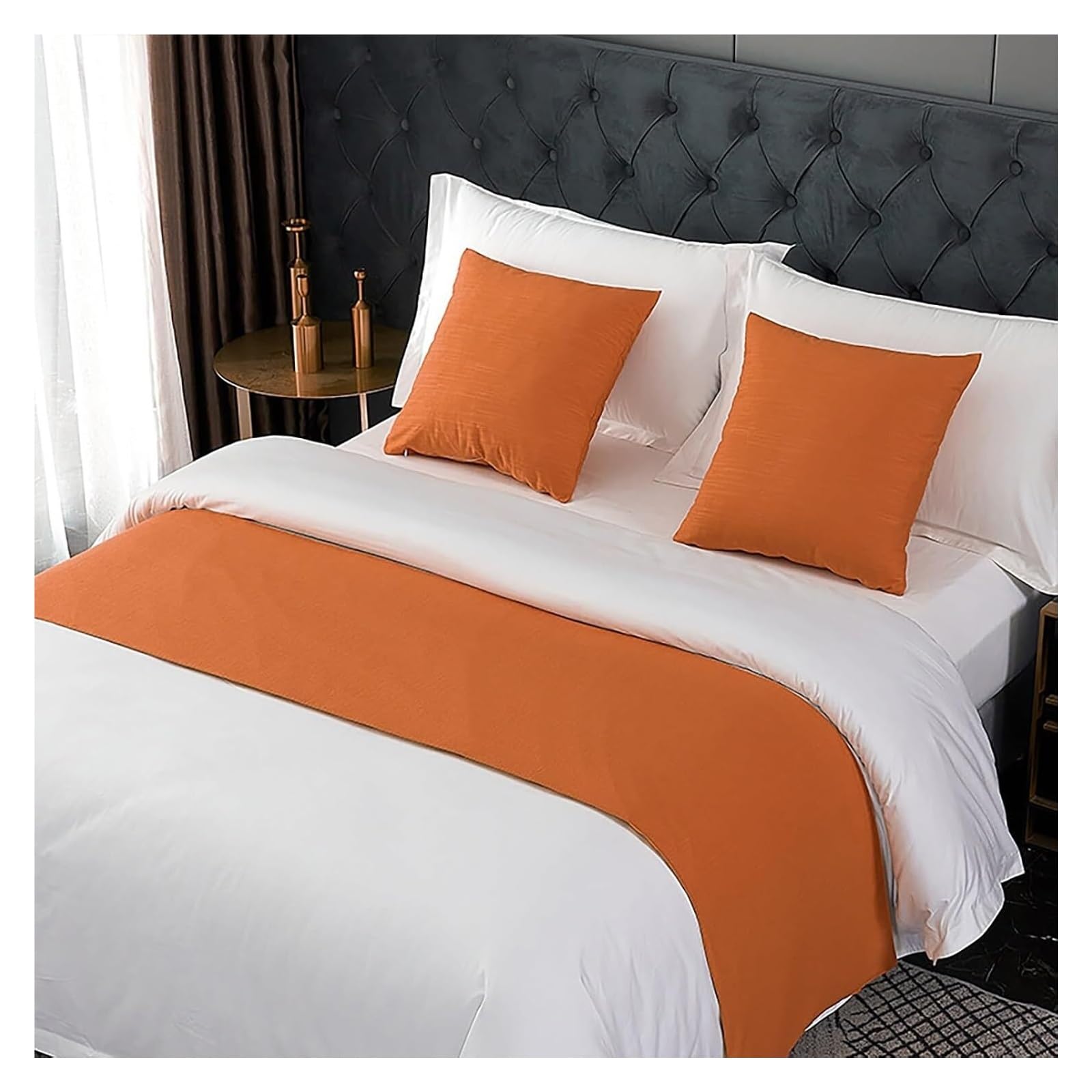 JFGCTYHXY Bed linen throws, Bed Runners & Scarves Solid Single Layer End Scarf, Modern Style(Oranje,50 * 240cm for 180cm Bed)