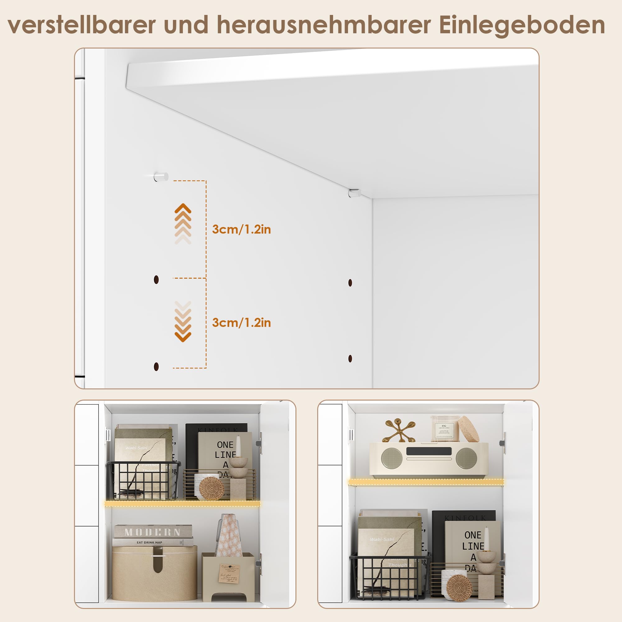 HOCSOK Bücherregal, 180,5 cm Hoch Bücherregal Weiß mit 3 Schubladen, Regal mit Türen, Bücherschrank Wohnzimmerschrank für Arbeitszimmer, Büro, Schlafzimmer, 28,5 x 103 x 180,5 cm
