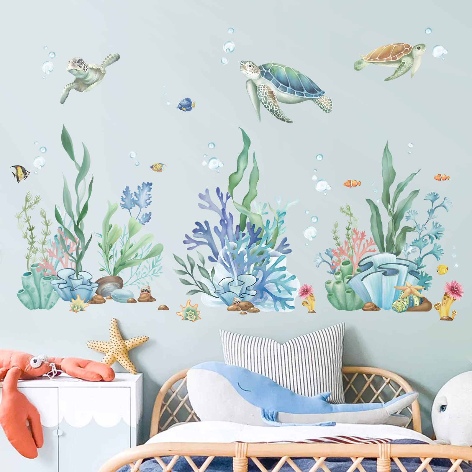 Sea Turtle Wall Decals For Kids: Under The Sea Peel And Stick Wall Stickers For Nursery, Bedroom, Toddler Room Decor