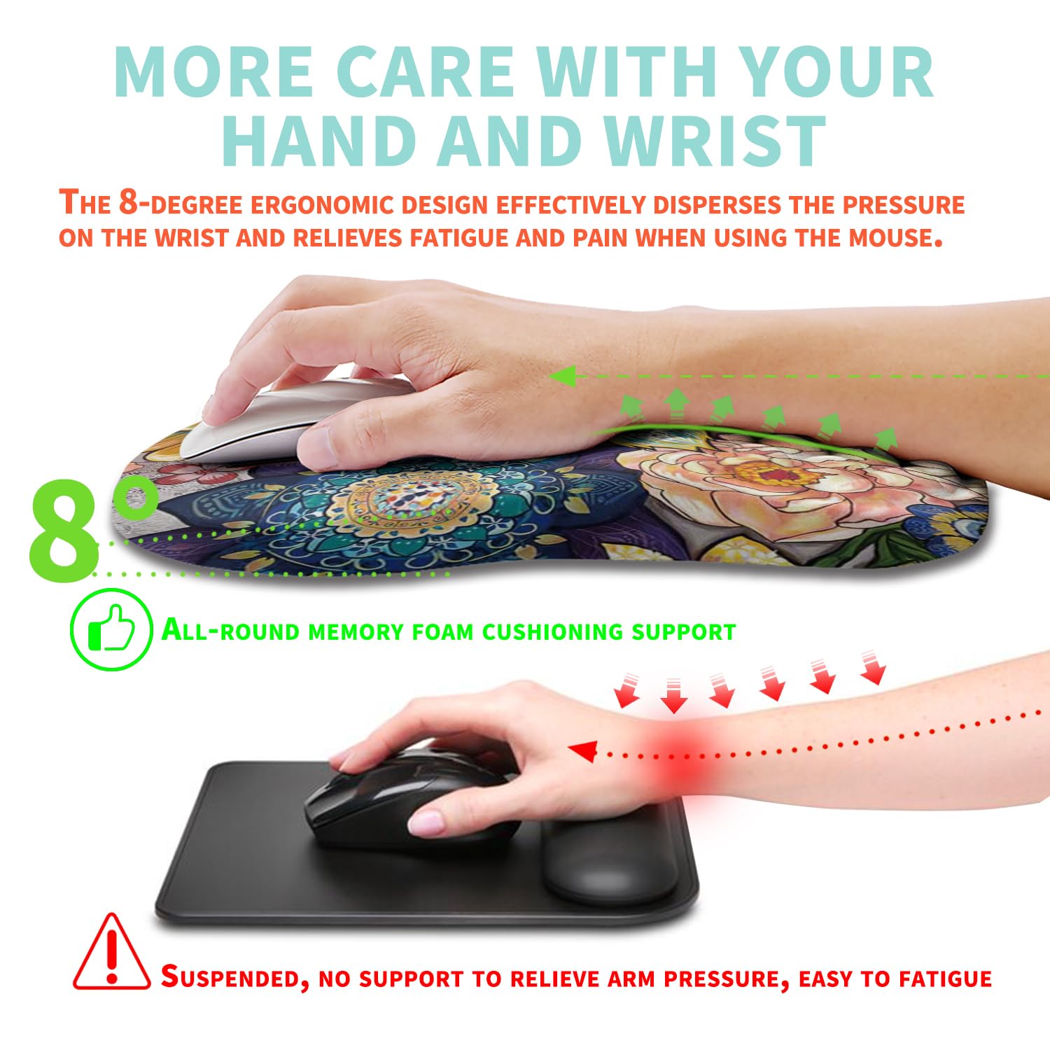 Alfombrilla De Mouse Ergonómica Grande Con Soporte De