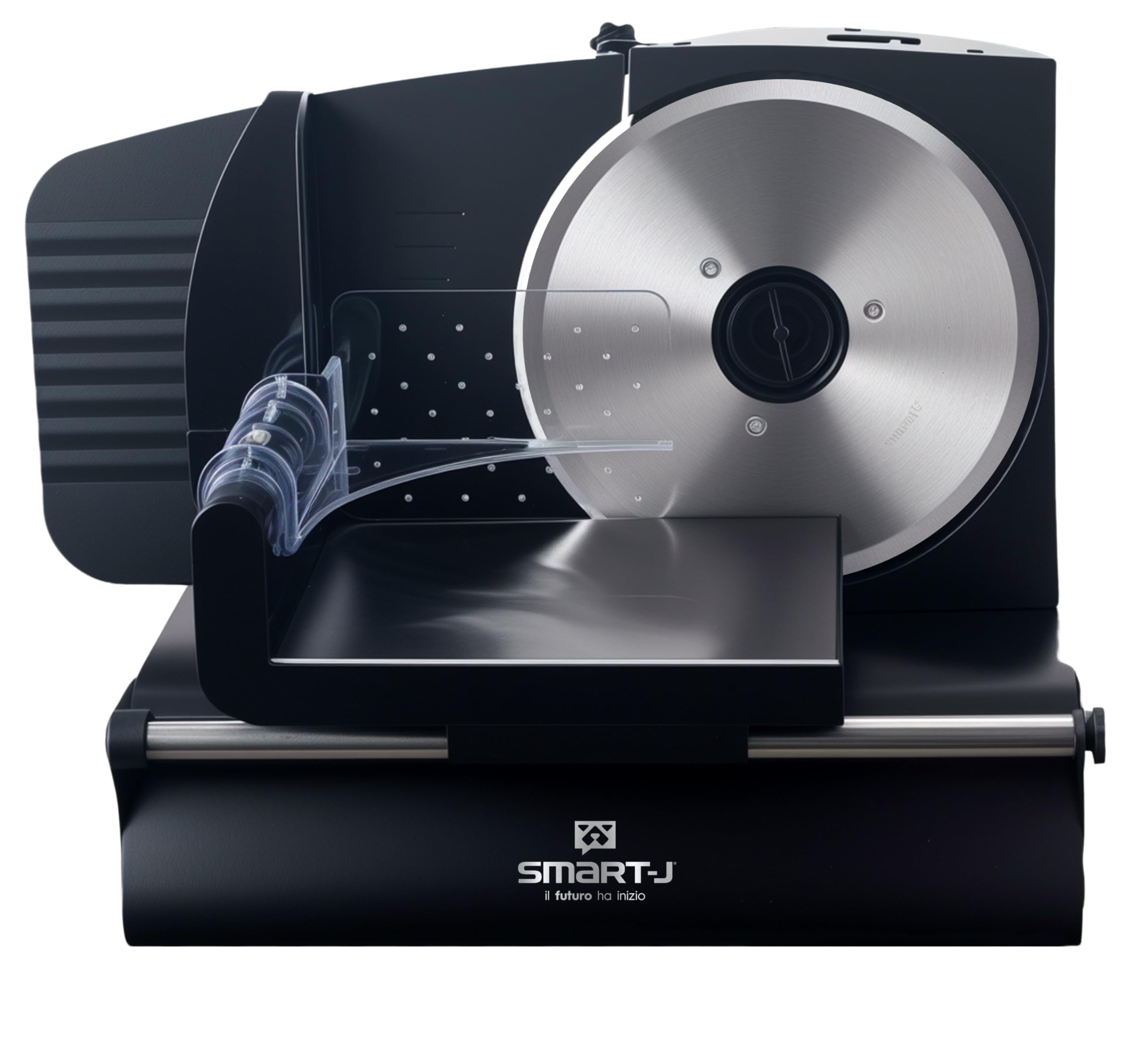 Affettatrice Elettrica SMART·J Premium 200W con Lama Acciaio Inox 19 cm – Taglio Regolabile 0-15 mm, Design Compatto Nero, Piedini Antiscivolo, Ideale per Carni, Formaggi, Pane e Verdure