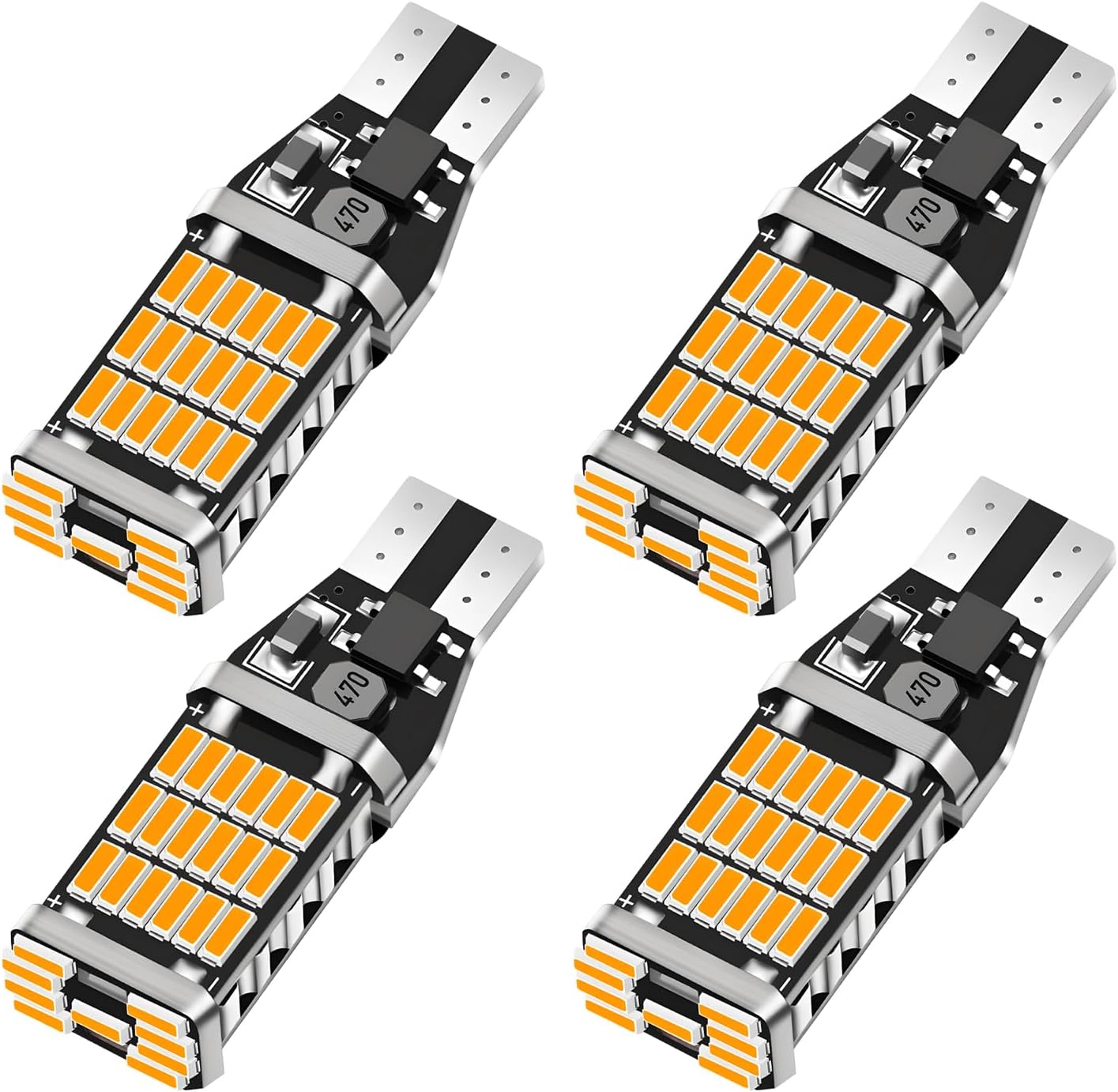 4 PCS LED Reverse Lights, T15 45SMD-4014 Chipsets Backup Light Error Free Turn Signal Bulbs, Non Polarity 6500K Super Bright Brake Light Bulb Replacement, Car Accessories (Yellow)