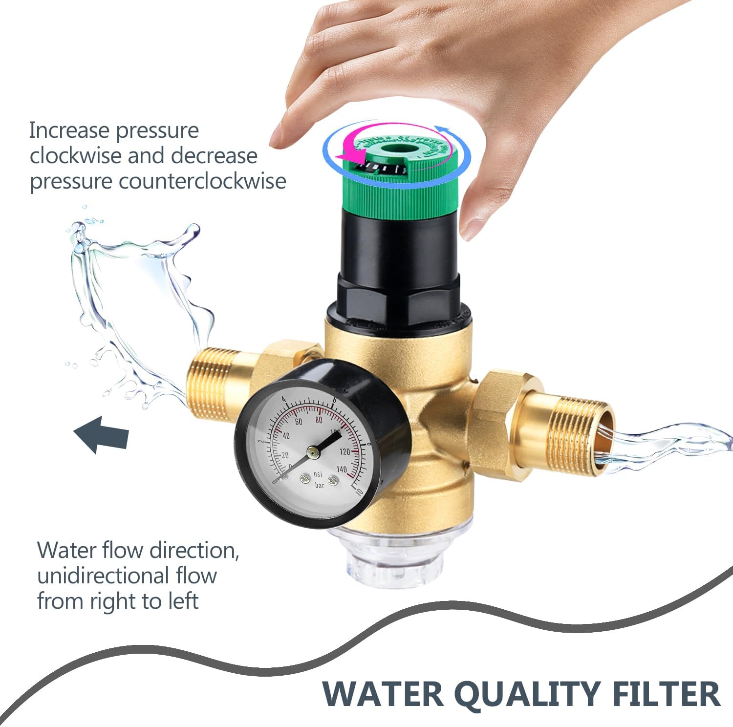 Adjusting pressure and water flow direction