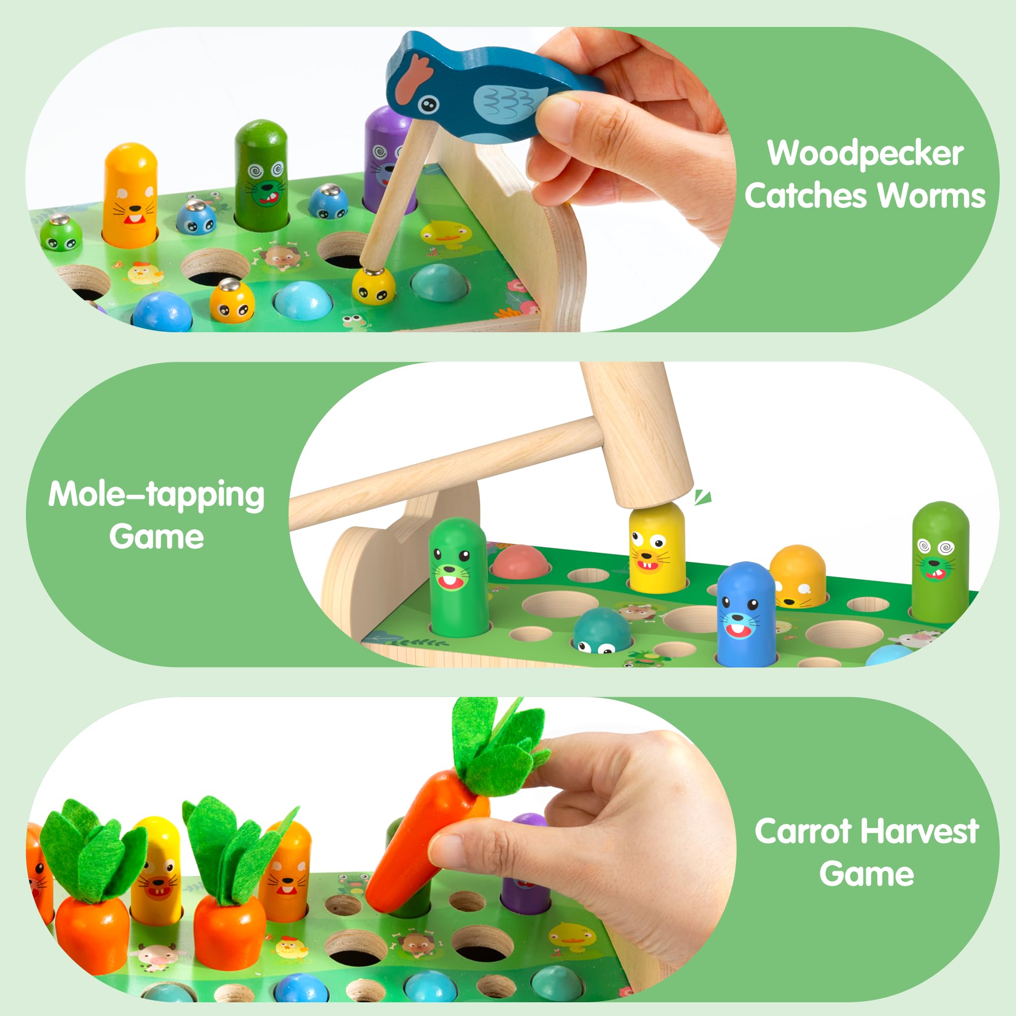6-in-1 Wooden Montessori Toys for 1 2 3 Year Old, Mole-Tapping Game — Amazon image 5