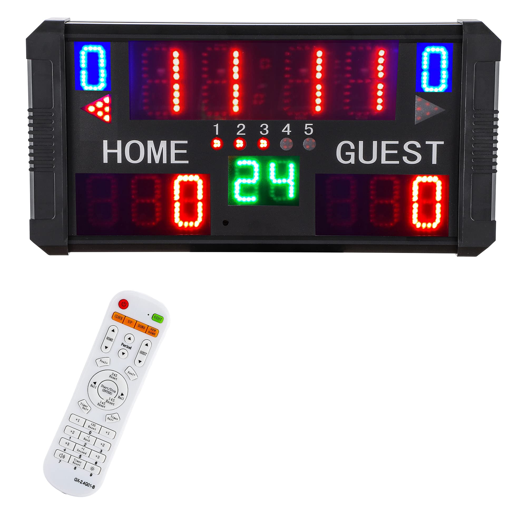 LED Punktestandanzeige mit Sprachsteuerungsfunktion Multisport Scoreboard mit Fernbedienung für Basketball Volleyball (14-stellige Anzeigetafel)