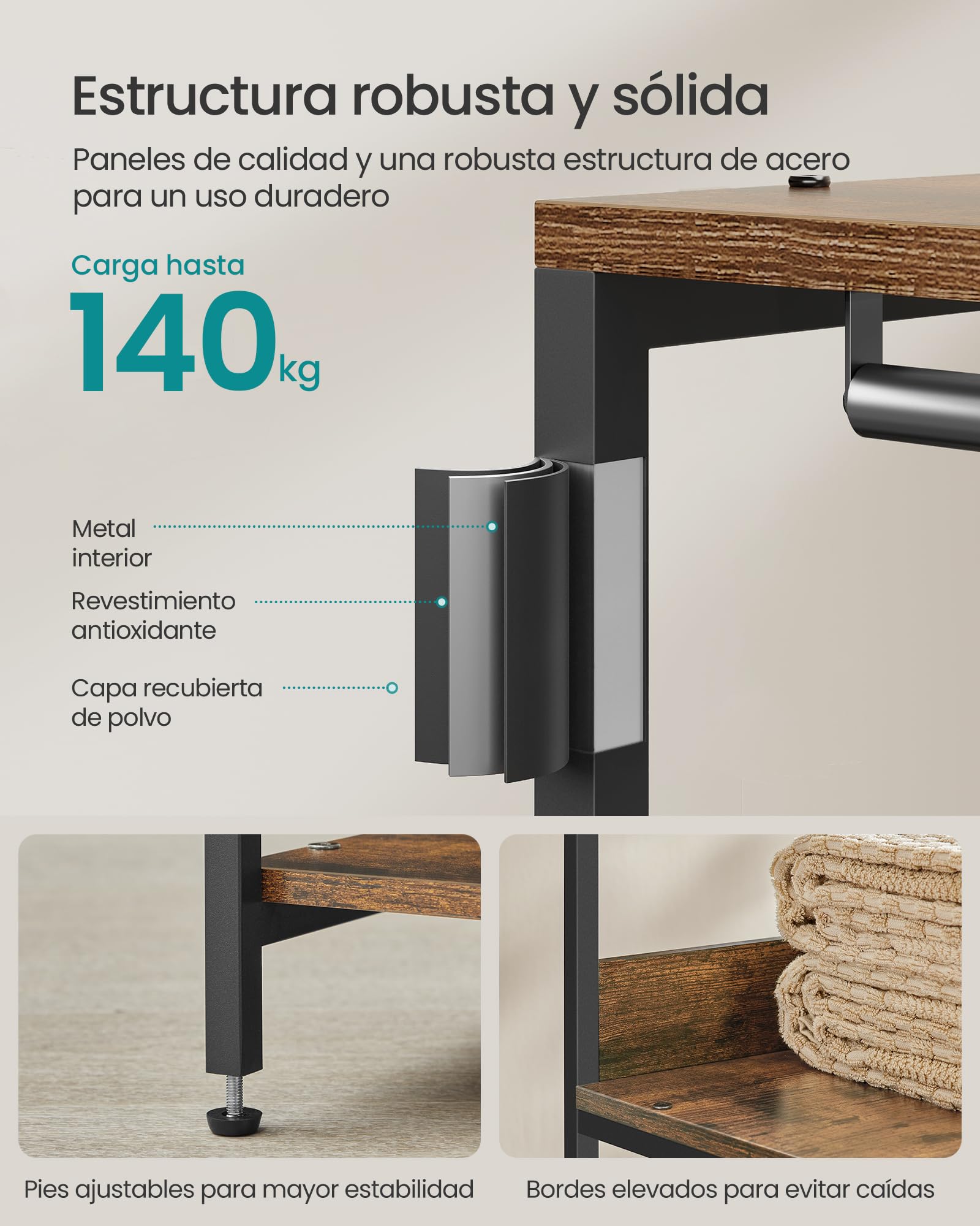 SONGMICS Guardaroba, Stand Appendiabiti, Armadio Aperto con Aste per Appendere, Ripiani Portaoggetti, Ganci Rimovibili, 98 x 40 x 181 cm, Marrone Vintage RGR024B01