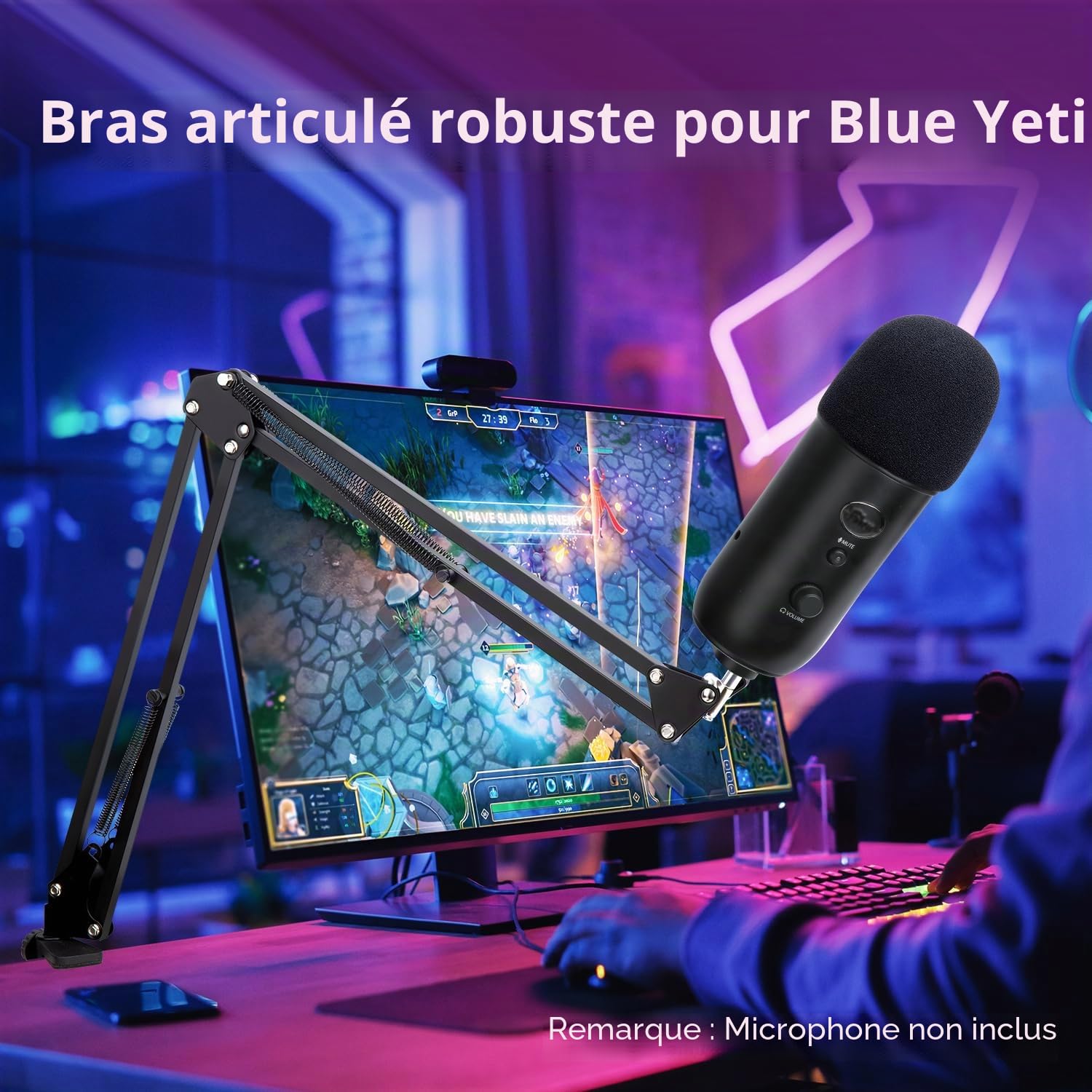 Blue Yeti Support Microphone Professionnel Réglable avec Bonnette Micro Compatible avec Filtre Anti-pop pour Microphone Blue Yeti/Yeti Pro par YOUSHARES
