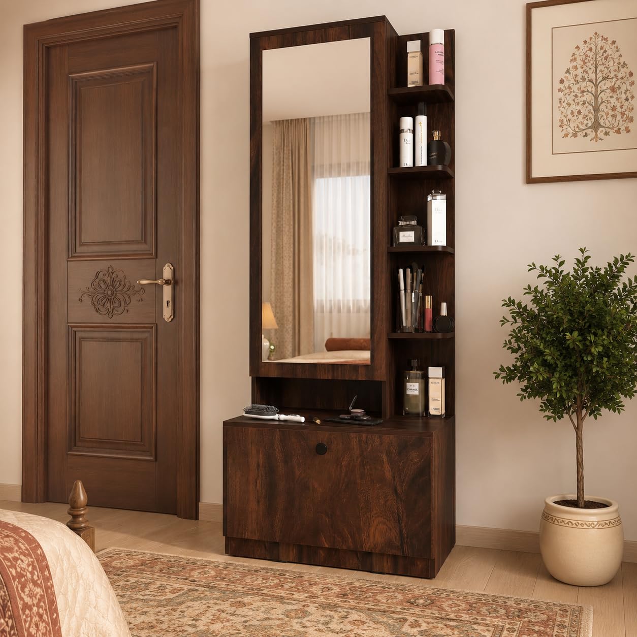 Studio Kook Bonita Engineered Wood Dressing Table (Finish Color - Junglewood, Matte Finish)-image-25