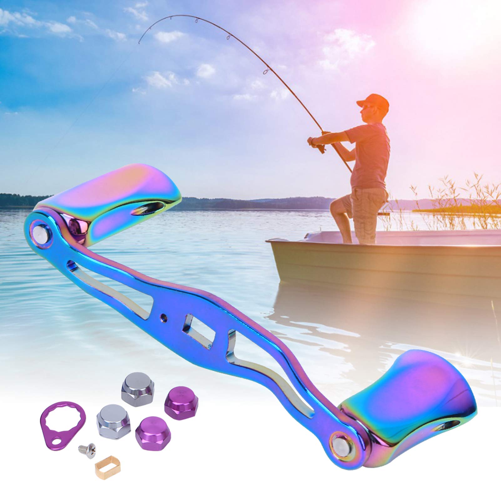 poignée de Moulinet de pêche, Bouton d'alimentation en métal de qualité supérieure, Bras à Bascule coloré et Durable, Accessoires de Remplacement pour la Modification de