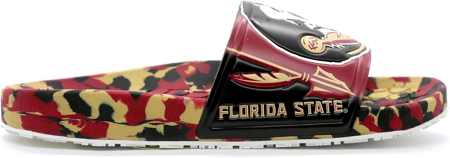 Hype NCAA Team Graphic and Color Unisex Quick Dry Slydr Sandal, Florida State Seminoles, 8 Women/ 6 Men