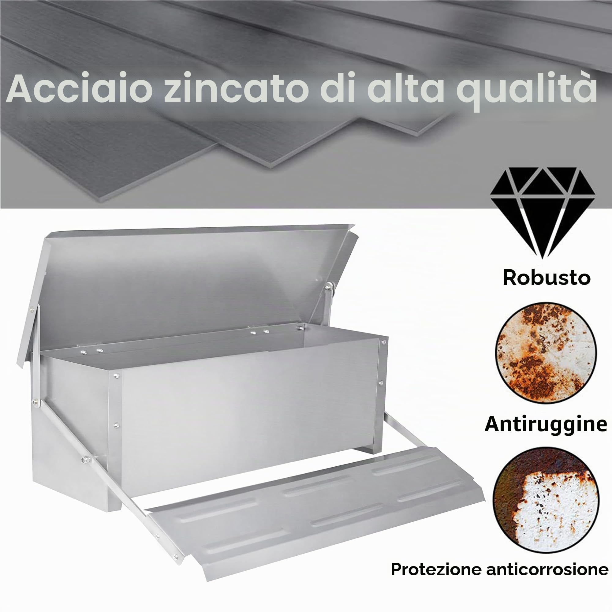 UISEBRT Mangiatoia automatica per polli da 10 kg, in acciaio zincato, alimentazione per pollo, pollo, anatre, bacini