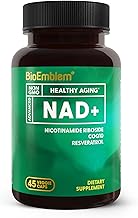 BioEmblem NAD+ Supplement | 300 mg Nicotinamide Riboside with CoQ10 & Resveratrol | Supports Healthy Aging, Cellular Energy and Cognitive Function | Non-GMO, Gluten Free - 45 Capsules