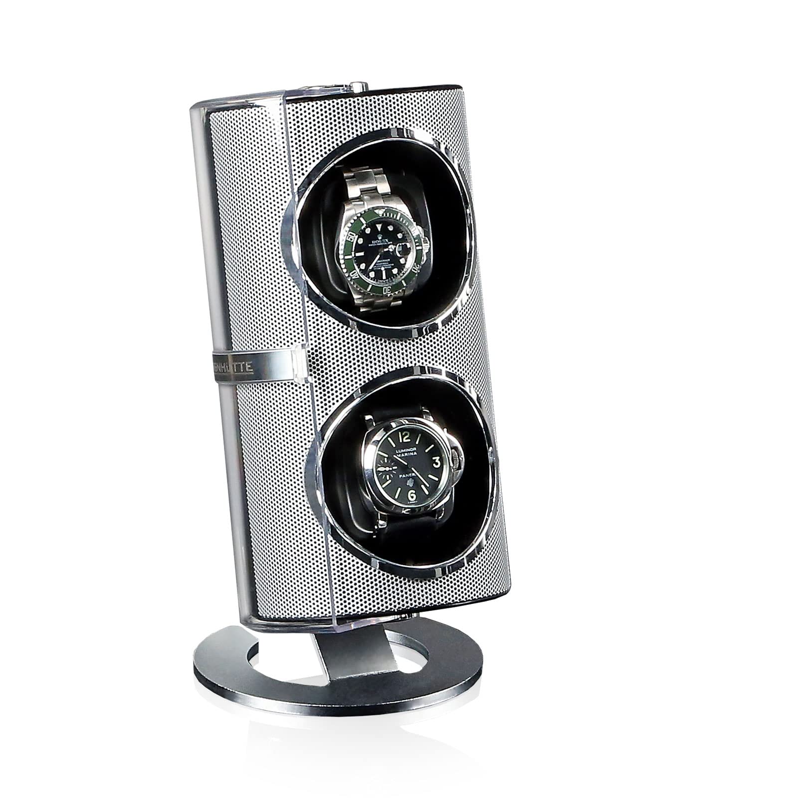 DESIGNHÜTTE® Uhrenbeweger Seno Silber für 2 Automatikuhren