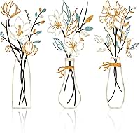 3 peças de arte de parede de flores de metal rústica decoração de casa de fazenda decoração de parede de banheiro decoração de parede de sala de jantar decoração minimalista presentes de