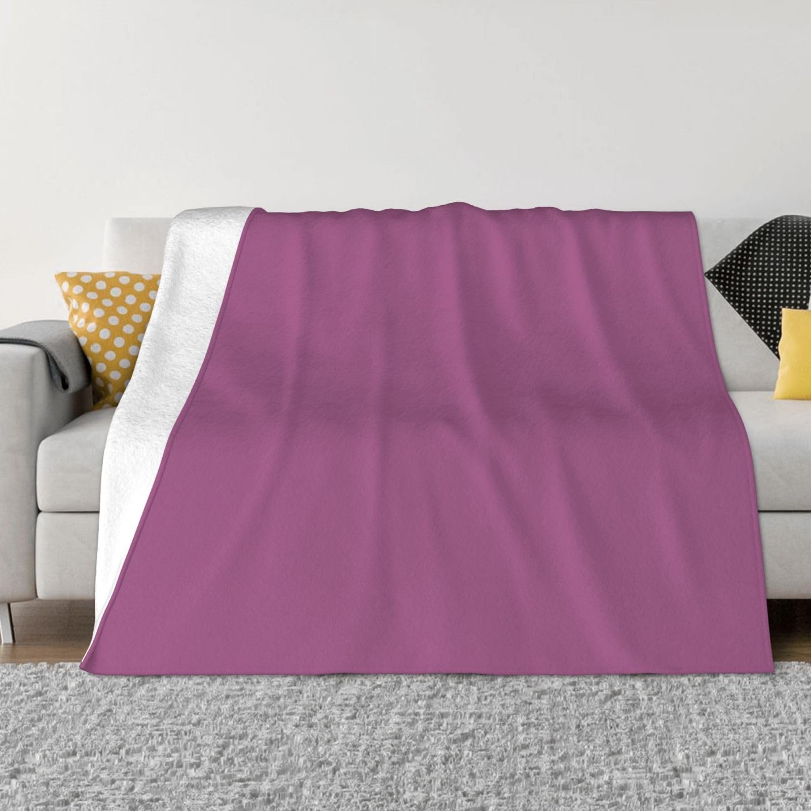 Manta de viaje portátil de 80 x 60 pulgadas, suave, resistente a las arrugas, plegable, color sólido, estampado rojo uva