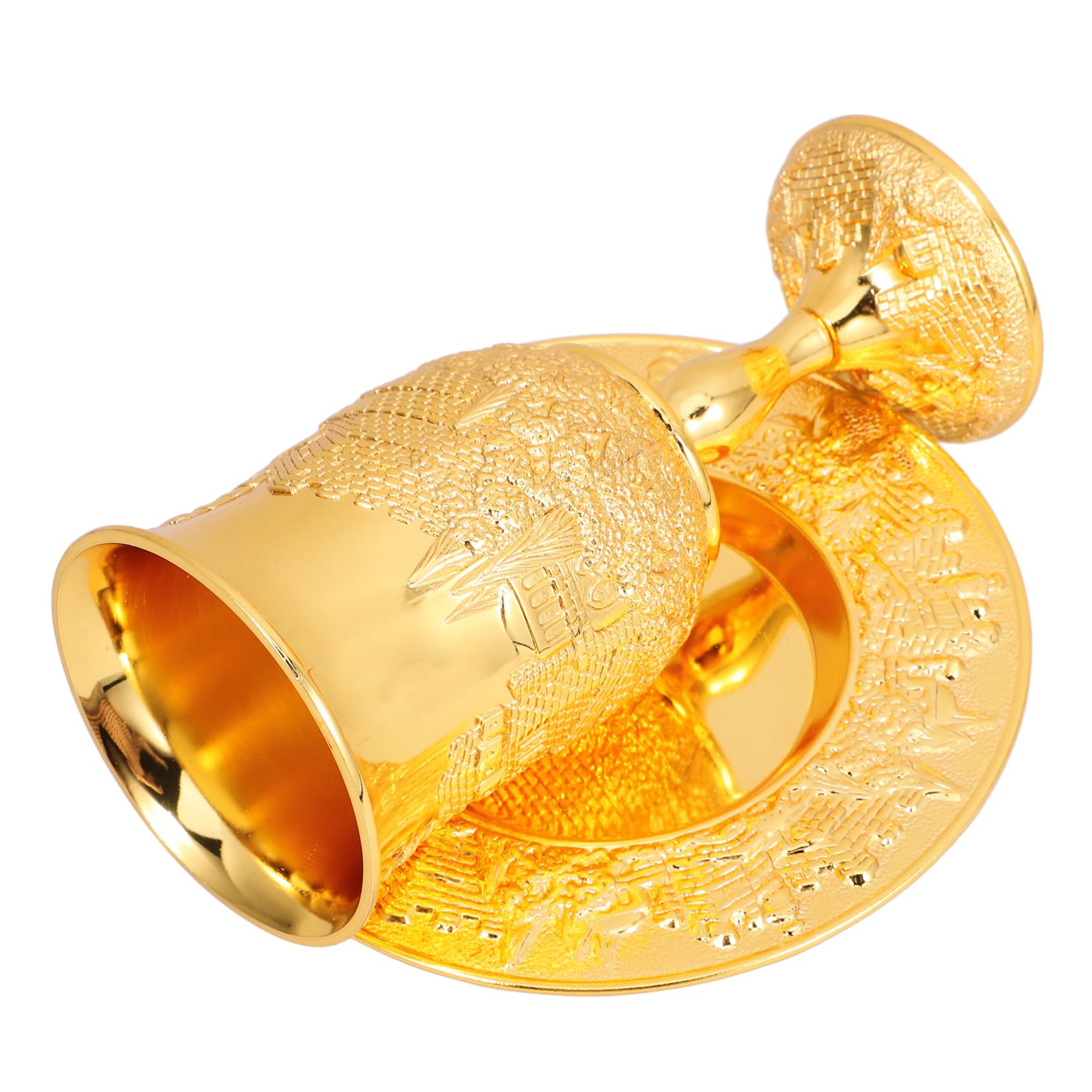 Baluue Copa De Vino De Shabat y Copa De Kidush Del Vino De Pésaj Dorada Con Platillo, Cristal Resistente, Para Celebraciones Judaicas y Día Festivo, Juego 1 Unidad