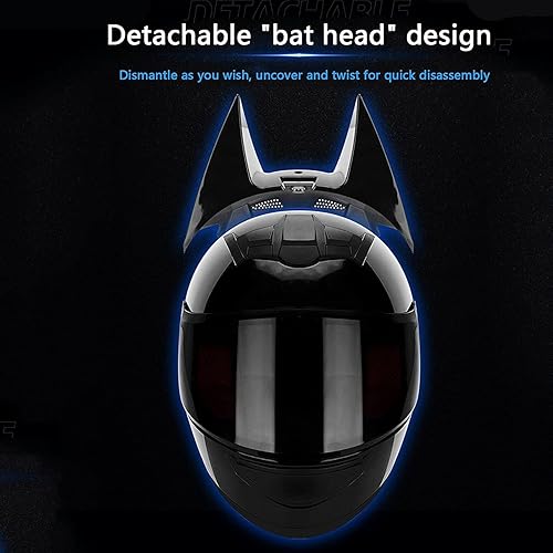 Miniatura 2 de WANGFENG Casco de Batman aprobado por DOTECE, motocicleta eléctrica para hombres y mujeres, casco de motocross de carreras geniales, casco de moto