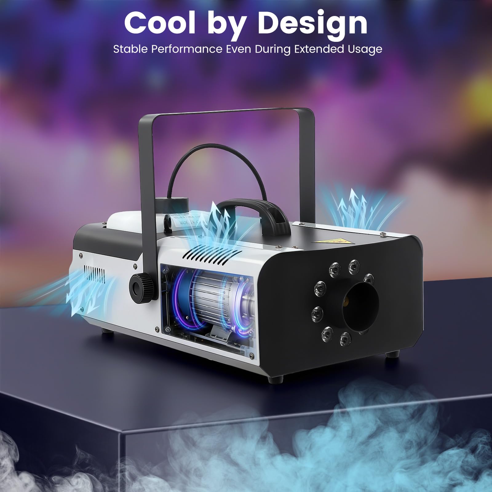 1500W Nebelmaschine - Rauchmaschine mit Fernbedienung, 9 LED-Leuchten, 2.5L Tank, DMX512 Steuerung, Fog Machine für Bühne, Theater, DJs, Partys, Hochzeiten & Bars