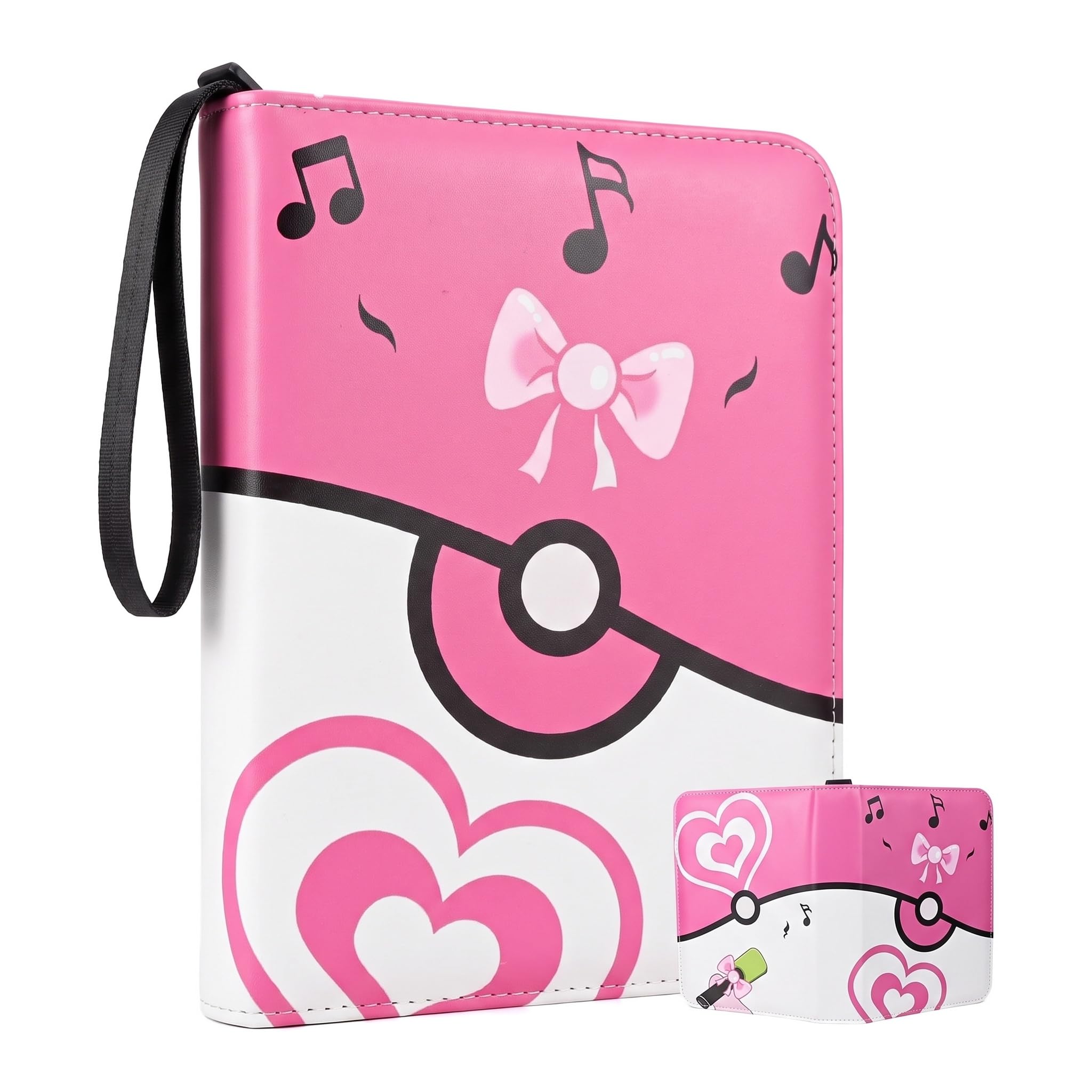 Card Binder, 24x19x5cm Pink 400 Card 4 Slot, Trading Card Binder