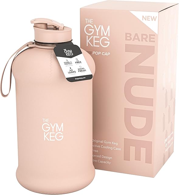 The Gym Keg Official Sports 2L Water Bottle (2.2 L) Insulated Sleeve | Carry Handle | Fitness, Exercise, Large Gym 2 litre Water Bottle | Ecofriendly, BPA Free, 40% Thicker Plastic